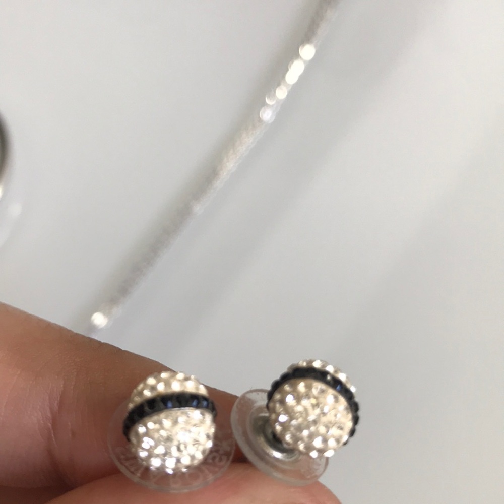 Authentic Silver Abs Black Crystals Swarovski Set - image 5